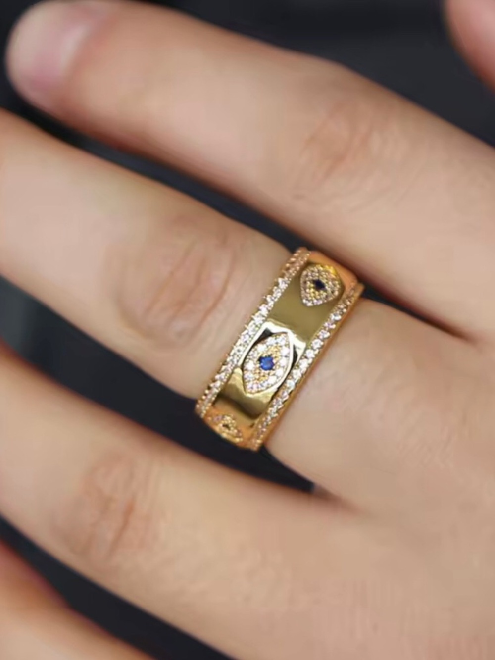 18k Sapphire Evil Eye Band - Picture 7 of 14